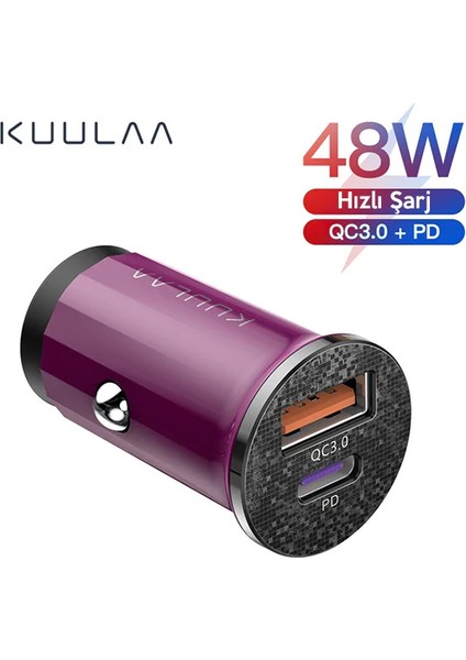 Kuulaa 42W USB + Type-C Çift Çıkışlı Mini Hızlı Araç Şarj CIHAZI-(5775) - ?99?50E0-2G539 fiyatları