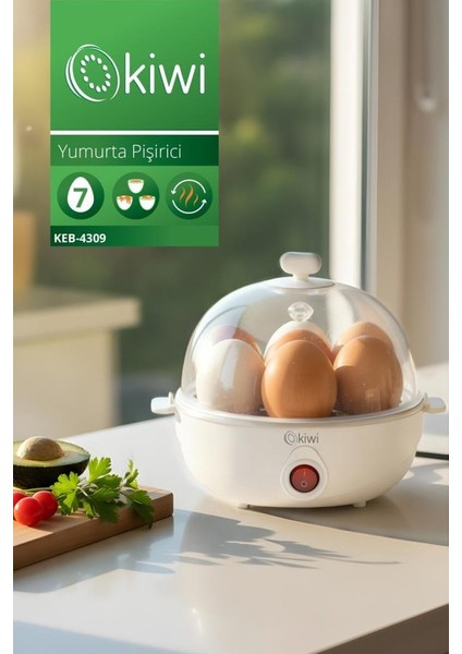 KEB-4309 7 Yumurtalık Yumurta Pişirici Beyaz