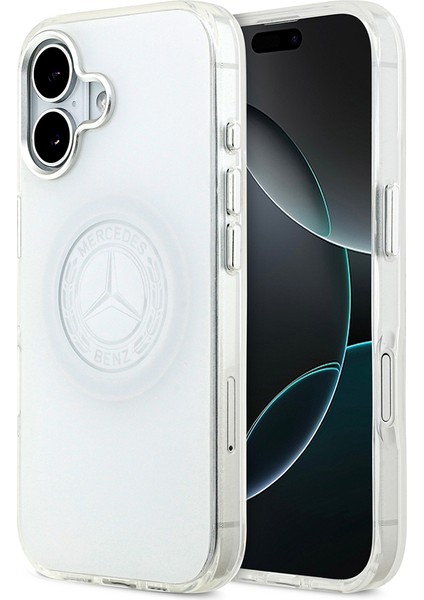 iPhone 17 Uyumlu Kılıf Mercedes Benz Lisanslı M-Safeli Buzlu Pc Nostaljik Yıldız Dizayn Kapak Beyaz