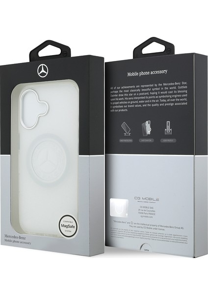 iPhone 17 Uyumlu Kılıf Mercedes Benz Lisanslı M-Safeli Buzlu Pc Nostaljik Yıldız Dizayn Kapak Beyaz