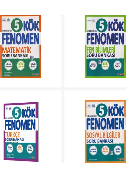 Fenomen 5. Sınıf Tüm Dersler Kök Soru Bankası Seti 4 Kitap Fenome