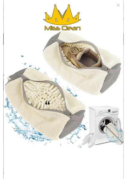 Ayakkabı Yıkama Çantası Özel Makarna Kumaş Fermuarlı Büyük Boy Mikrofiber Beyaz Renk