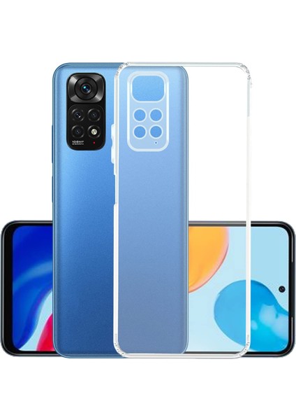 Xiaomi Redmi Note 11 ile Uyumlu Kapak Kamera Korumalı Şarj Yeri Tıpalı Şeffaf Silikon Kılıf