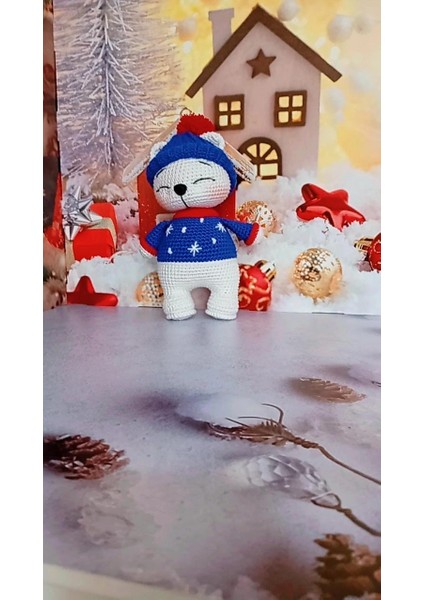Amigurumi Yılbaşı Temalı Kutup Ayısı Organik Örgü Oyuncak modelleri