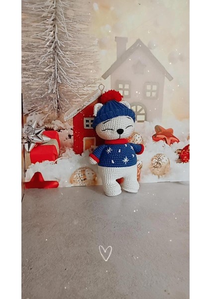 Amigurumi Yılbaşı Temalı Kutup Ayısı Organik Örgü Oyuncak indirimleri