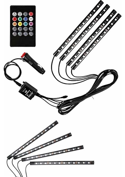 12 Ledli Rgb Işıklı Araç Içi Ayak Altı LED Oto Ampul Kumandalı 7 Renk indirimleri