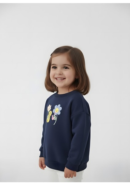 Kız Çocuk Çiçek Baskılı Sweatshirt modelleri