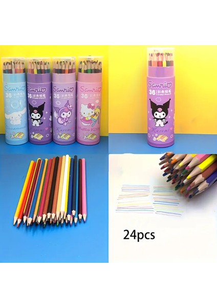 Sanrio Karakterleri Kuromi Hello Kitty 24 Lü Kuru Boya Seti
