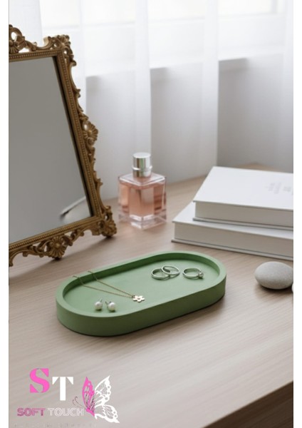 Soft Dekoratif Tabak Organizer Yeşil