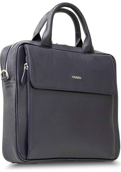 Guard Lacivert Hakiki Deri 14' Inç Laptop Çantası