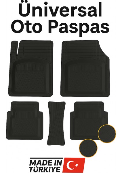 Universal Kesim 3D Havuzlu Oto Paspas Takımı | 5 Parça | Pu+Pvc - Kokusuz ve Yıkanabilir