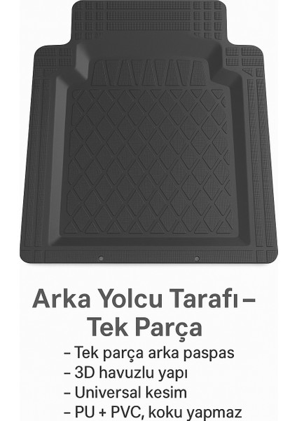 Universal Kesim 3D Havuzlu Oto Paspas Takımı | 5 Parça | Pu+Pvc - Kokusuz ve Yıkanabilir fırsatları