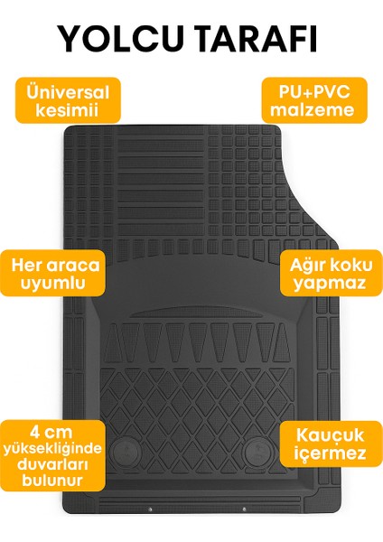 Universal Kesim 3D Havuzlu Oto Paspas Takımı | 5 Parça | Pu+Pvc - Kokusuz ve Yıkanabilir indirimleri