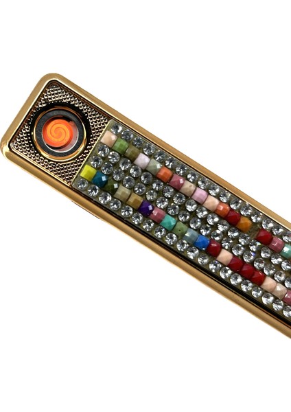 Suni Elmas Süslü Şarj Edilebilir Elektronik USB Çakmak Model 1 fiyatları