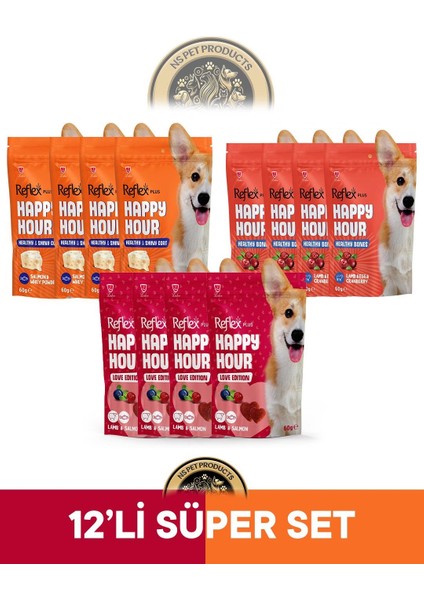 Plus Happy Hour 12'li Köpek Maması Süper Set 2 / 12X60GR