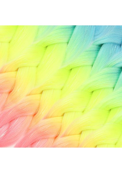 Simli Açık Mavi / Neon Sarı / Pembe Ombreli Örgülük Saç 100 Gr. fiyatları