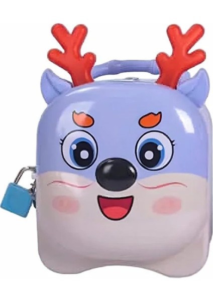 Sevimli Geyik Kumbara Metal Kumbara Hediyelik Eşya Bozuk Para Kutusu Kilitli Anahtarlı