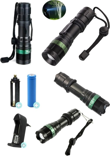 Ultra Güçlü 3 Modlu Metal Şarjlı El Feneri Cree T6 800 Metre + Şarjlı Pil (5361) modelleri