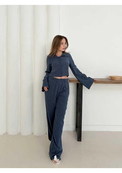 Gömlek Yaka Kaplama Düğmeli Takım Lacivert ST265866 fiyatları