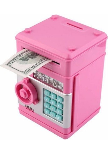 Şifreli Otomatik Kağıt Para Alan Atm Kasa Kumbara - Pembe