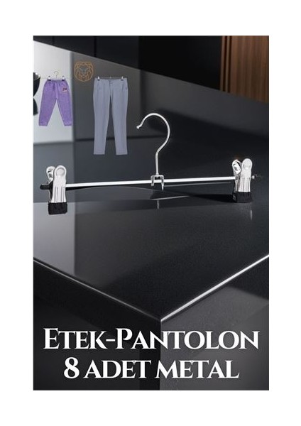 Modacar Metal Etek Pantolon Askısı - Mandallı Etek Askısı Pantolon Askısı 8 Adet