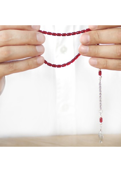 Kararmaz Metal Arnavut Püsküllü Kapsül Kesim Kırmızı Siyah Mini Boy Ateş Kehribar Tesbih modelleri