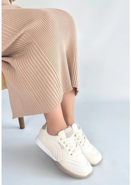 Tawen Bej Cilt Bağcıklı Spor Ayakkabı modelleri