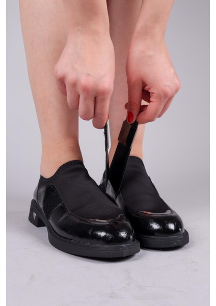 Pabna Cilt-Strech Garnili Loafer Siyah fırsatları