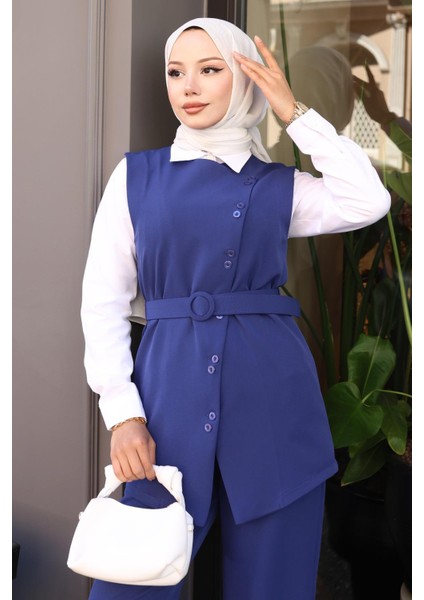 Kemerli Yelek Pantolon Takım Indigo 19250 fiyatları