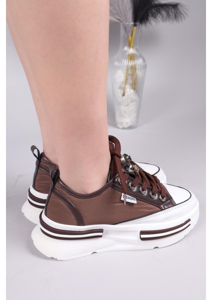 Burrel Cilt Garnili Kalın Tabanlı Paraşüt Sneakers Kahverengi