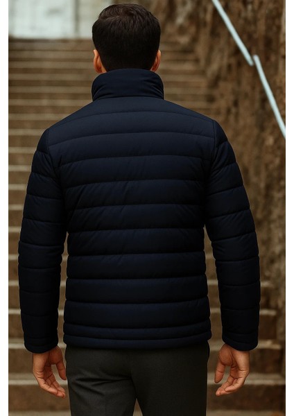 Erkek Kışlık Basic Dik Yaka Fermuarlı K.lacivert Şişme Mont indirimleri