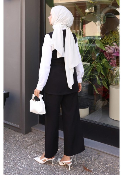 Kemerli Yelek Pantolon Takım Siyah 19250 fırsatları