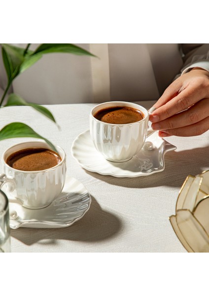 Perla 6 Kişilik 12 Parça Porselen Kahve Fincan Takımı