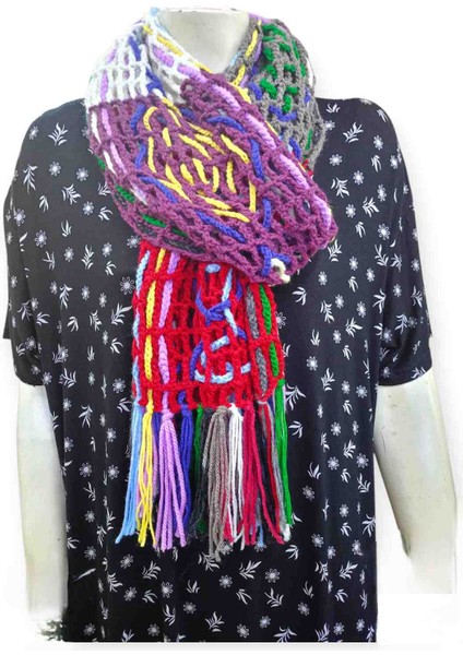 Engin Renkli El Örgüsü Özel Tasarım Şal Atkı fırsatları