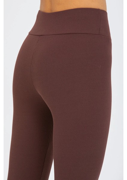 Derya Kurşun Kahverengi Yüksek Bel Fitilli Tayt 0608 fiyatları