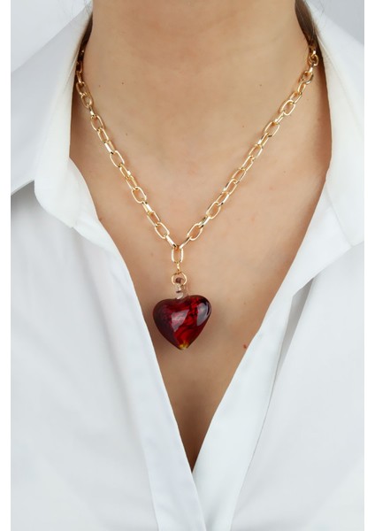 El Işçiliği Kalp Uçlu Gold Zincir Kolye fiyatları