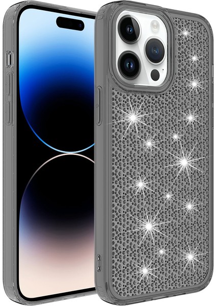 iPhone 14 Pro Uyumlu Airbagli Parlak Tasarımlı Spıa Snow Kapak-Siyah