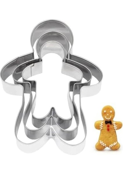 Zencefil Adam Kurabiye Kalıbı Seti, 3 Farklı Boy, Paslanmaz Çelik Kurabiye Kesici,kurabiye Adam Kalıbı,kek Kalıbı, Pastacılık Ginger Adam