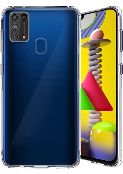 Samsung Galaxy M31 ile Uyumlu Kapak Kamera Korumalı Şarj Yeri Tıpalı Şeffaf Silikon Kılıf fiyatları