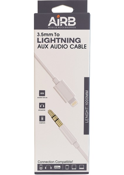 3.5mm To Lightning Aux Ses Kablosu – iPhone Uyumlu Yüksek Ses Aktarım Kaliteli – 1 Metre fiyatları