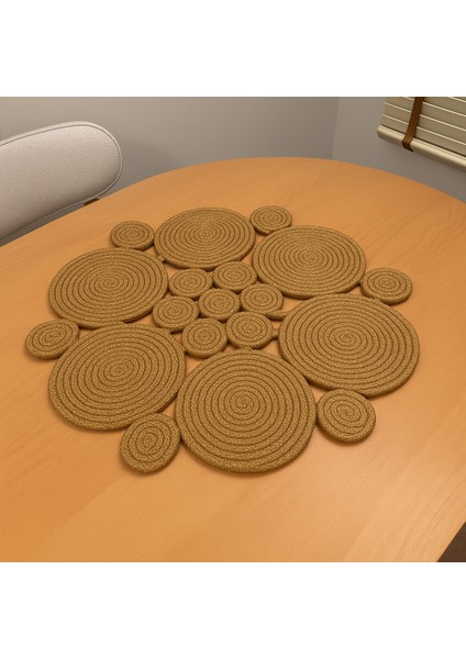 Mercury Hasır Jüt Yuvarlak Runner 65X65