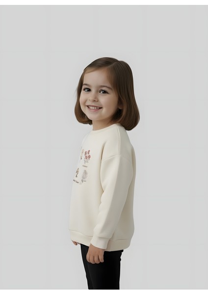Çiçek Nakışlı Kız Çocuk Penye Sweatshirt modelleri