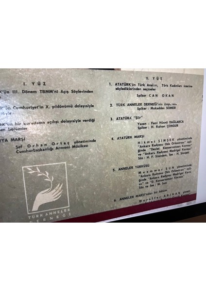 Kemal Atatürk - Türk Anneler Derneği - Dönem Baskısı Plak indirimleri