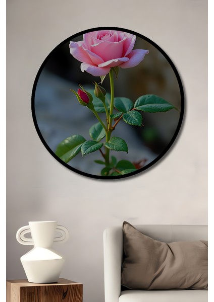 Pembe Gül Suluboya Görünümlü Ahşap Tablo Yuvarlak Tablo fiyatları