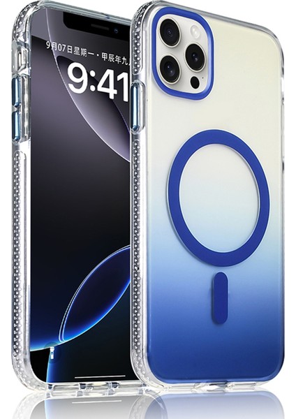 Apple iPhone 16 Pro Uyumlu M-Safe Şarj Özellikli Transparan Renk Geçişli Kılıf