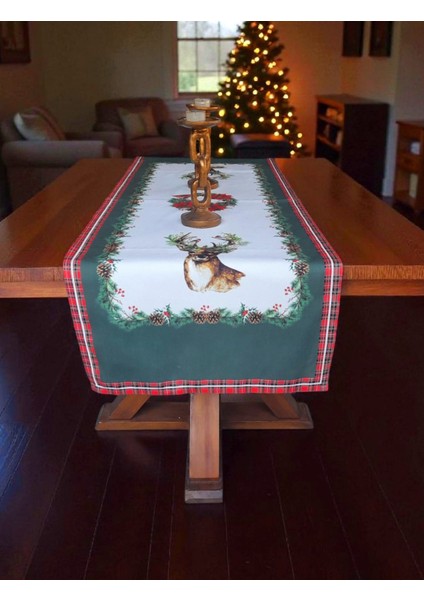 Yılbaşı Geyik Desenli Dijital Baskılı Runner fiyatları