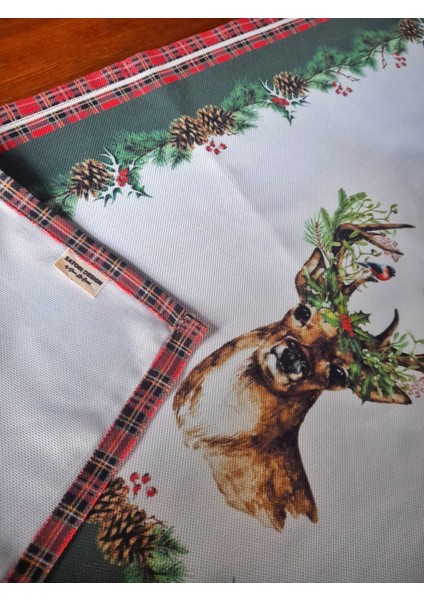 Yılbaşı Geyik Desenli Dijital Baskılı Runner fırsatları