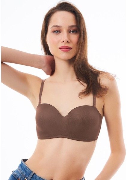 Bronz Balenli Toparlayıcı Dolgusuz Straplez Lotus