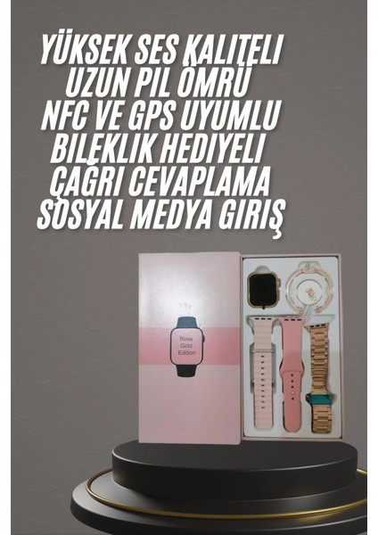 Yeni Nesil Kadın Akıllı Saat Rose Gold Android ve Ios Uyumlu fiyatları