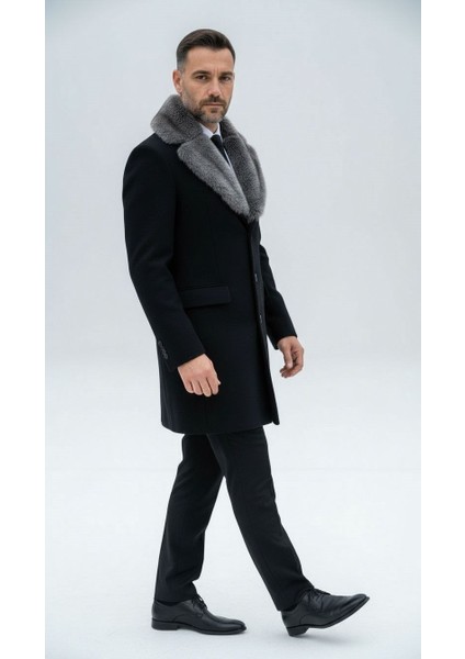 Erkek Uzun Kaşe Kaban – Çıkartılabilir Kürk Yaka, Astarlı ve Cepli Slim Fit Mont (Bej, Gri, Siyah, Taba) modelleri